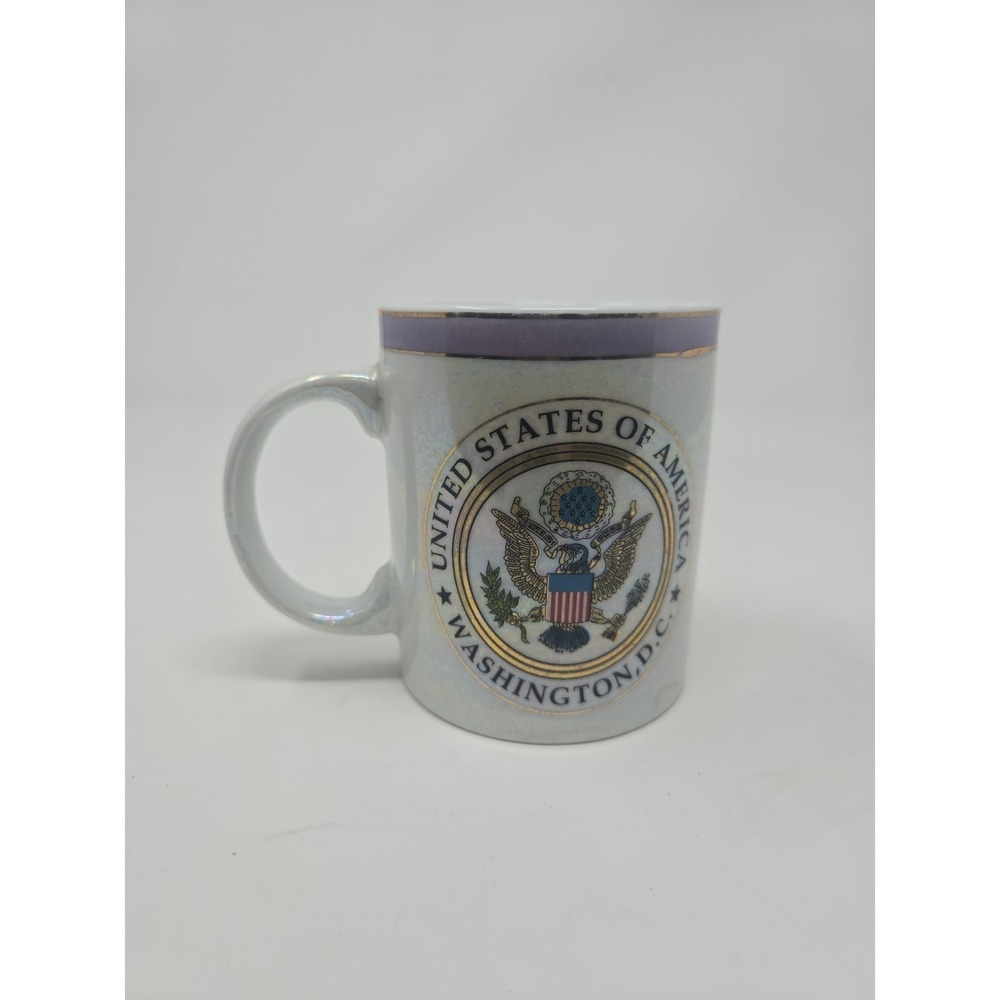 Great Seal of the United States Of America Coffee Mug White Iridescent Cup